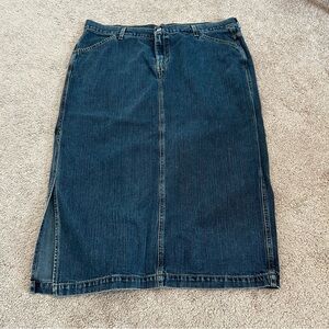 Levi’s Maxi Surplus Skirt 18 W Snap Button Pockets Side Slit‎ Vintage